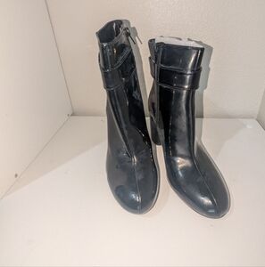 Nine West Glossy Black Ankle Booties